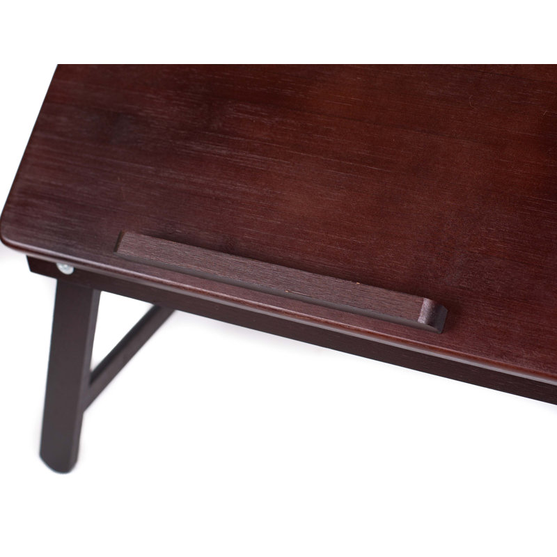 Adjustable Walnut Bamboo Laptop Bed Tray with Storage Drawer