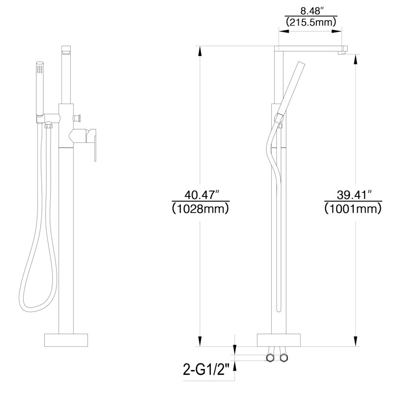 Chrome Freestanding Bathtub Faucet with Handheld Shower