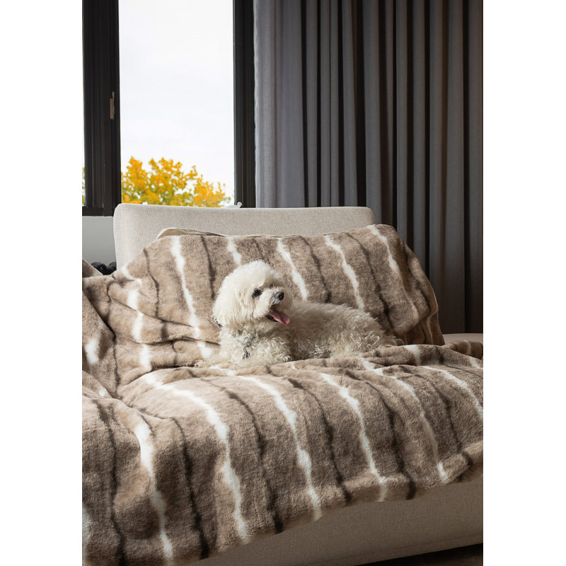 Dayton Beige Rabbit Faux Fur 50" x 60" Throw Blanket