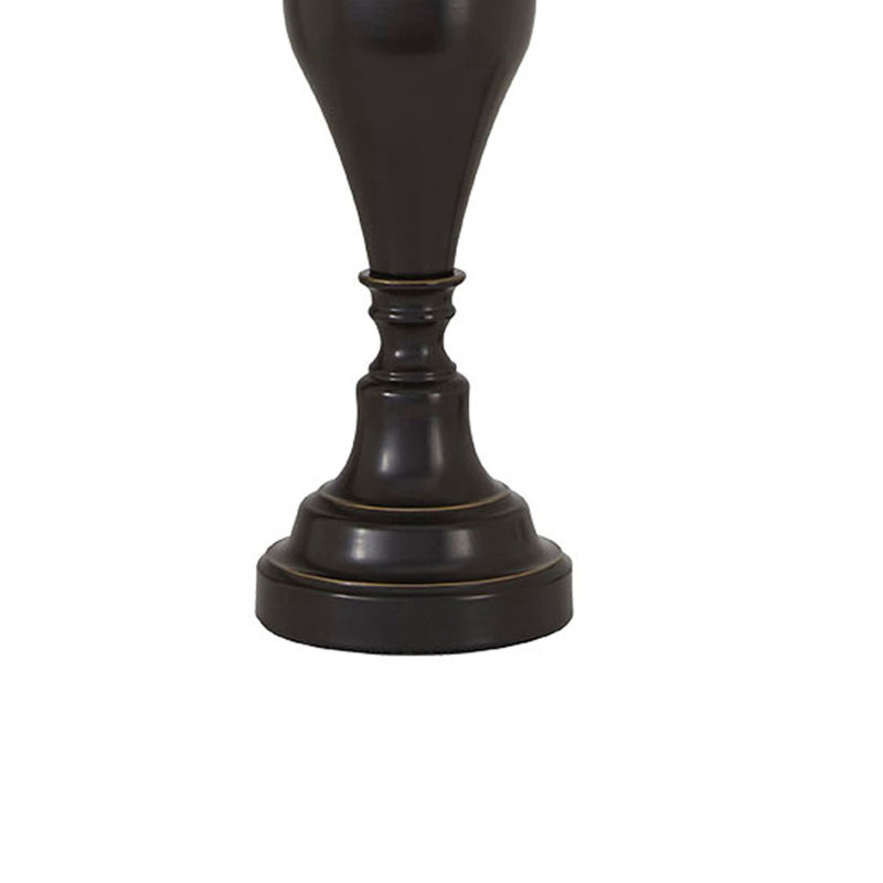 Set of 2 Bronze Metal Table Lamps with Fabric Shades
