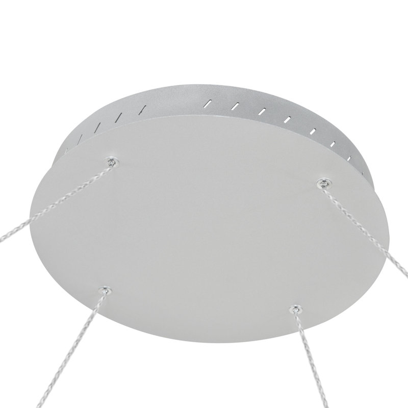Tania Sleek Circular Adjustable LED Chandelier in Satin Silver
