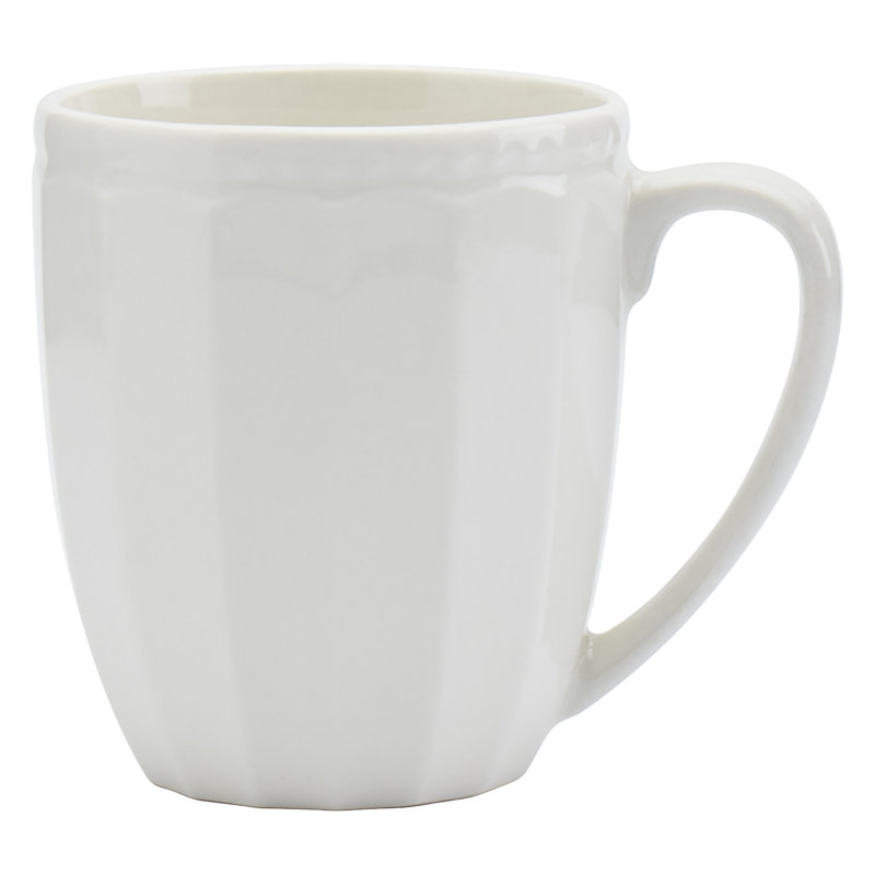 Bone White Porcelain Embossed 4-Piece Mug Set