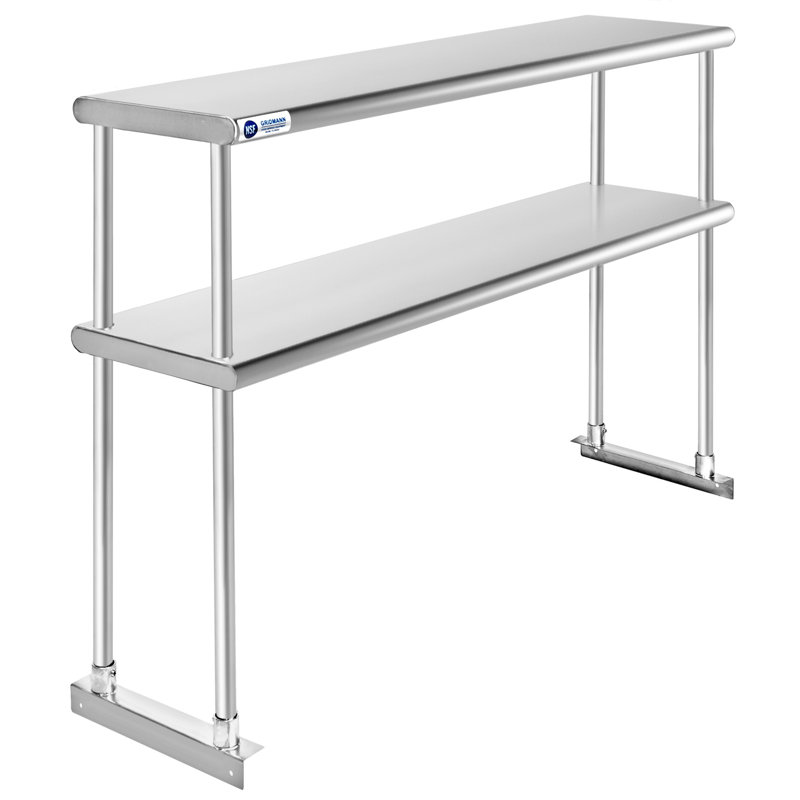 48" Long Stainless Steel Commercial Prep Station with Double Overshelf