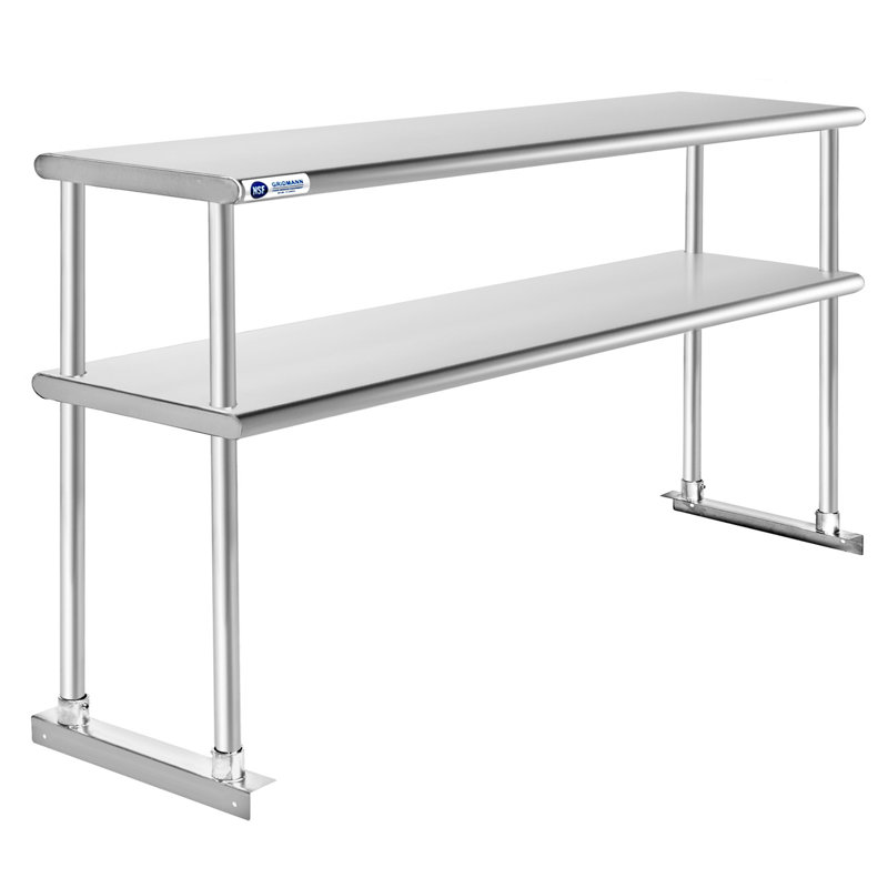 72" Stainless Steel Heavy-Duty Kitchen Prep Table with Double Overshelf
