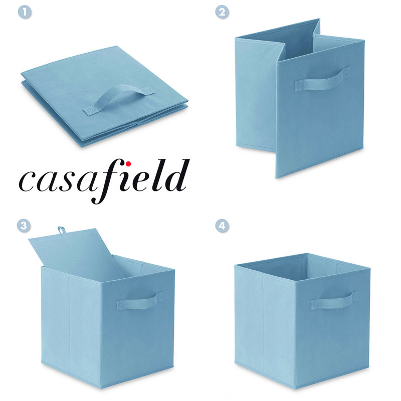 Baby Blue Collapsible Fabric Cube Storage Bins, Set of 6