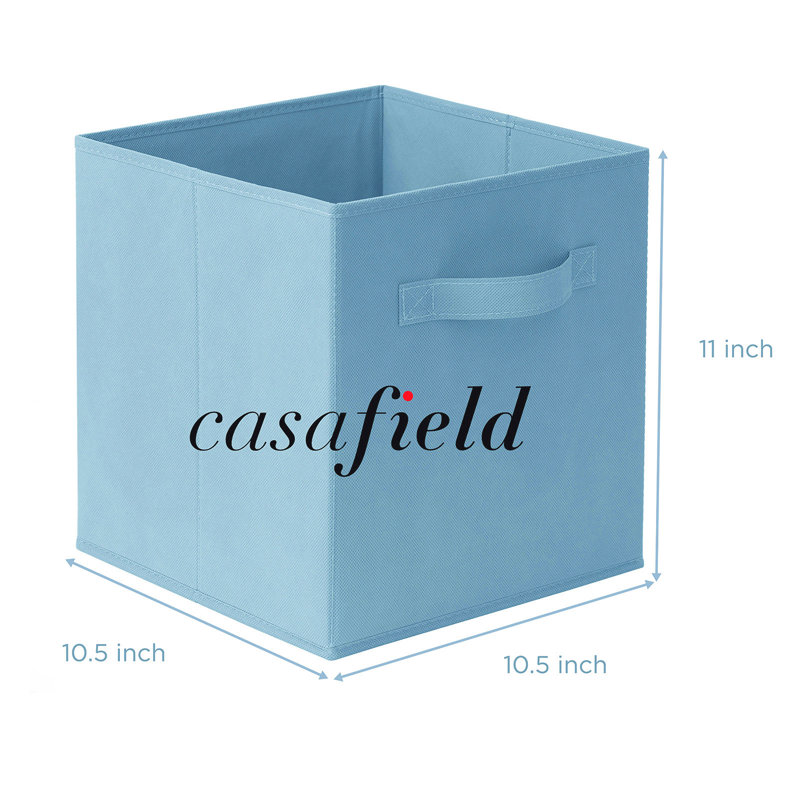 Baby Blue Collapsible Fabric Cube Storage Bins, Set of 6