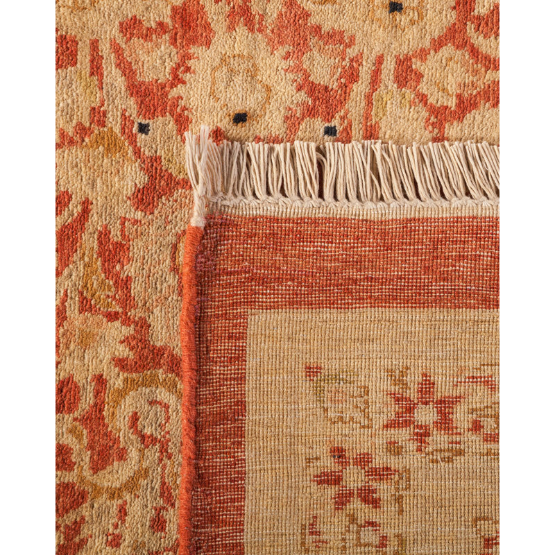 Hand-Knotted Red Floral Wool 9' x 12' Area Rug