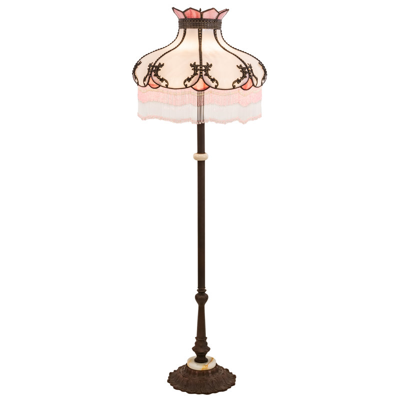 Elizabeth 62'' Mahogany Bronze Floor Lamp with Iridescent Art Glass Shade