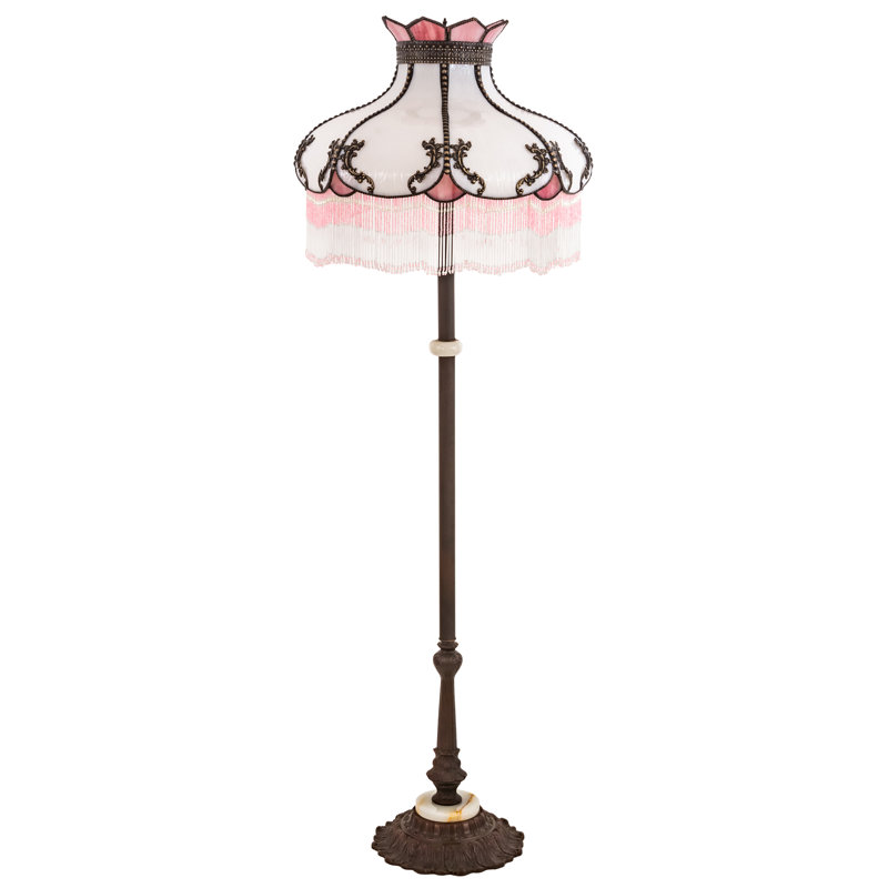 Elizabeth 62'' Mahogany Bronze Floor Lamp with Iridescent Art Glass Shade