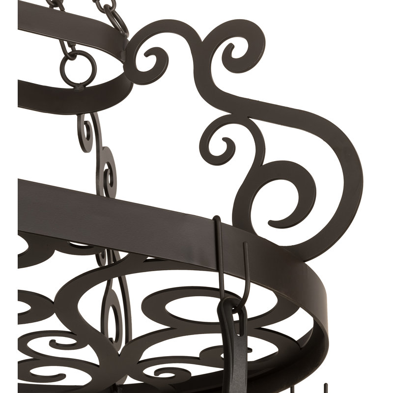 Oil Rubbed Bronze 38" Hanging Pot Rack with Black Finish