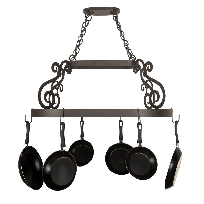 Oil Rubbed Bronze 38" Hanging Pot Rack with Black Finish