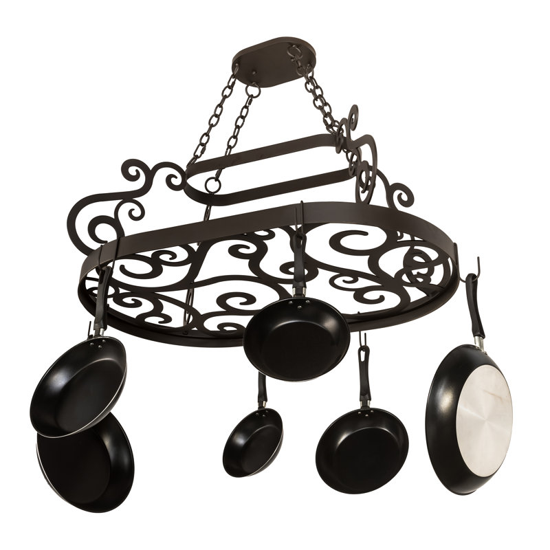 Oil Rubbed Bronze 38" Hanging Pot Rack with Black Finish