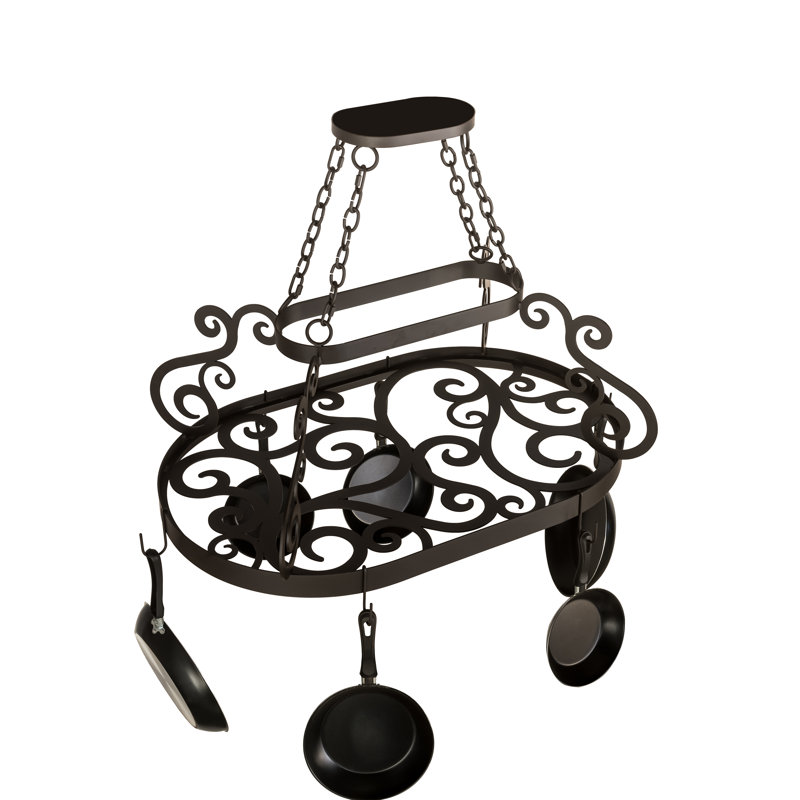 Oil Rubbed Bronze 38" Hanging Pot Rack with Black Finish