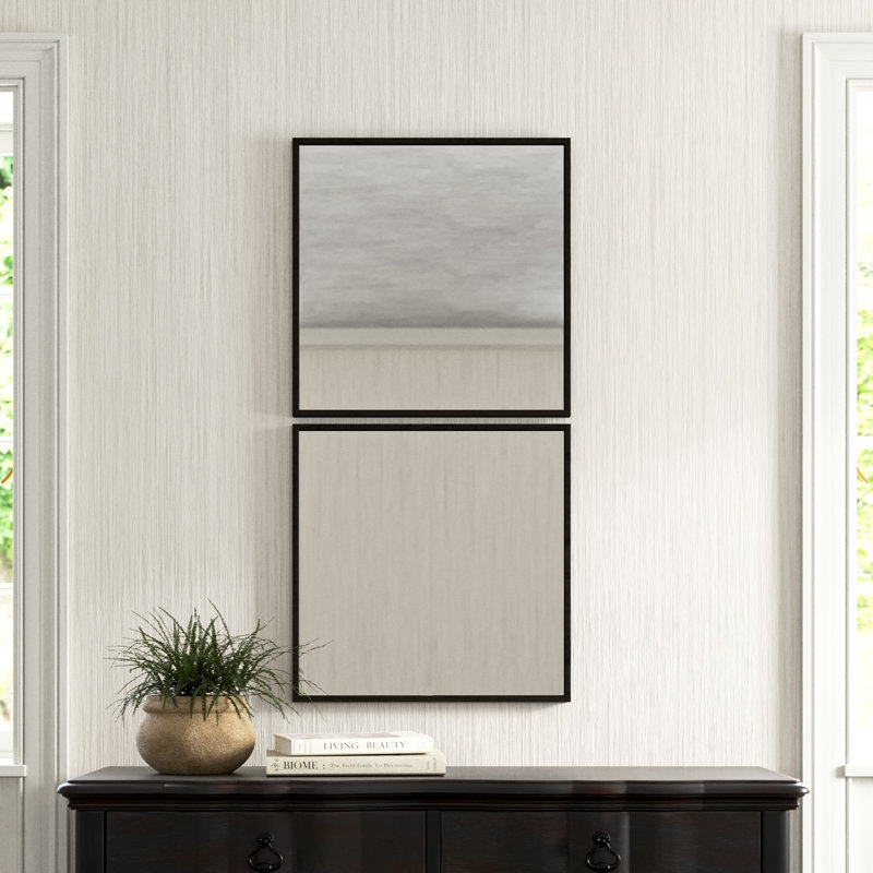 Contemporary Black Wood Rectangular Wall Mirror 24"