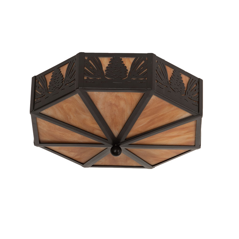 Solar Black Pinecone 16" LED Flush Mount with Ambra Siena Idalight