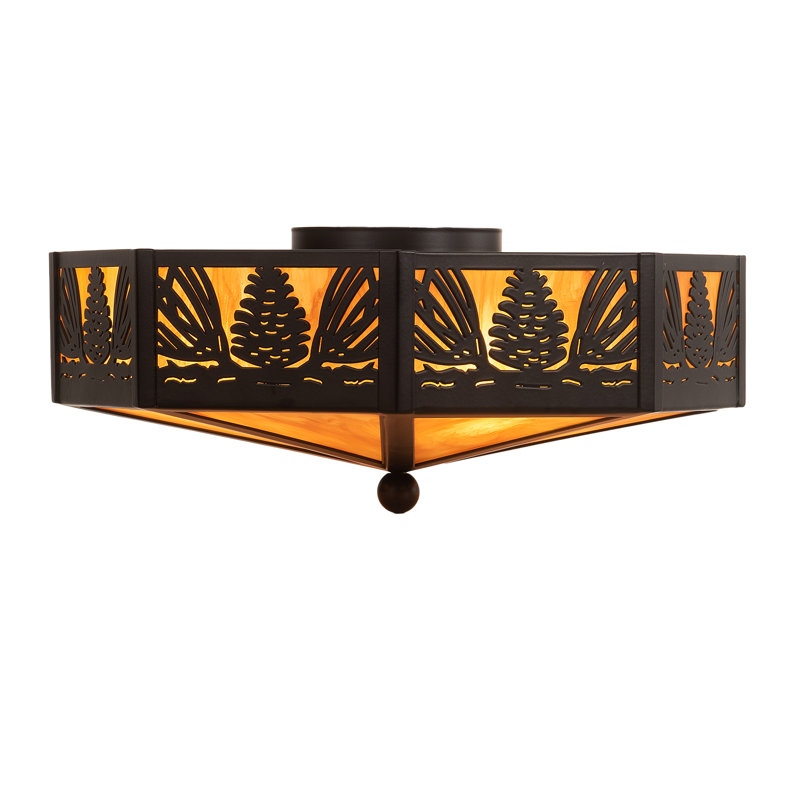 Solar Black Pinecone 16" LED Flush Mount with Ambra Siena Idalight