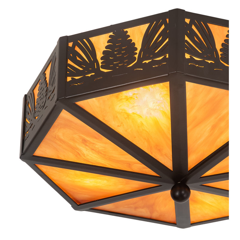 Solar Black Pinecone 16" LED Flush Mount with Ambra Siena Idalight