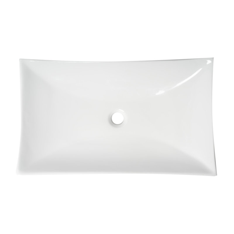 White Ceramic Rectangular Vessel Bathroom Sink