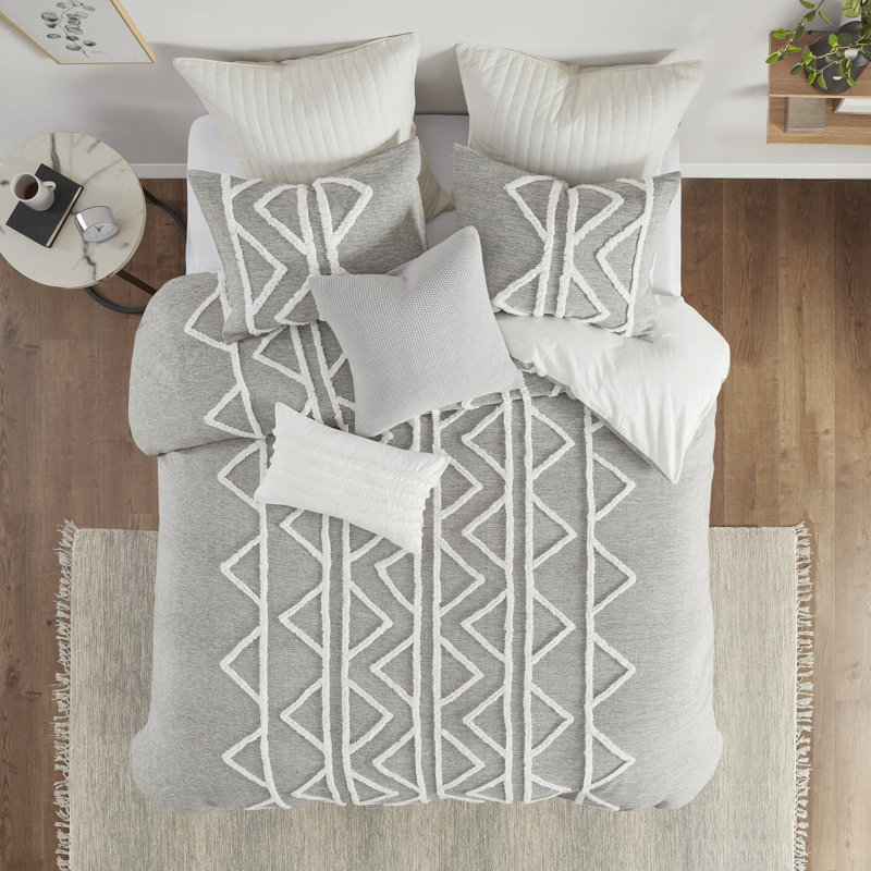 Hayes Gray Cotton Chenille Full/Queen Duvet Cover Set