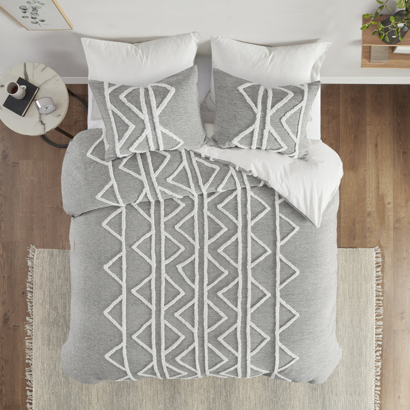 Hayes Gray Cotton Chenille Full/Queen Duvet Cover Set