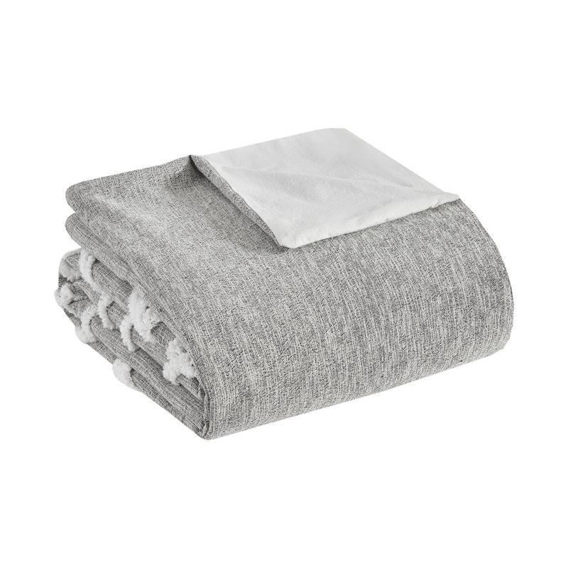 Hayes Gray Cotton Chenille Full/Queen Duvet Cover Set