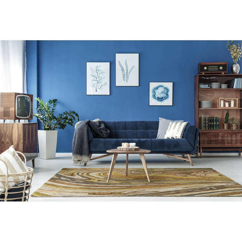 Hand-tufted Gray Wool Abstract Rectangular Rug 5' x 7'