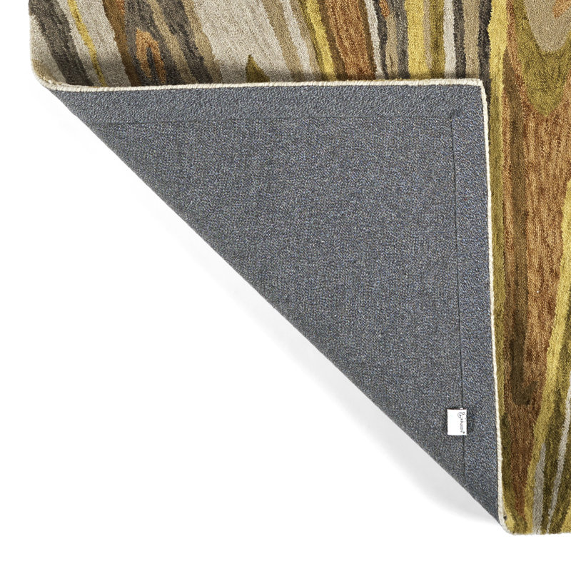 Hand-tufted Gray Wool Abstract Rectangular Rug 5' x 7'