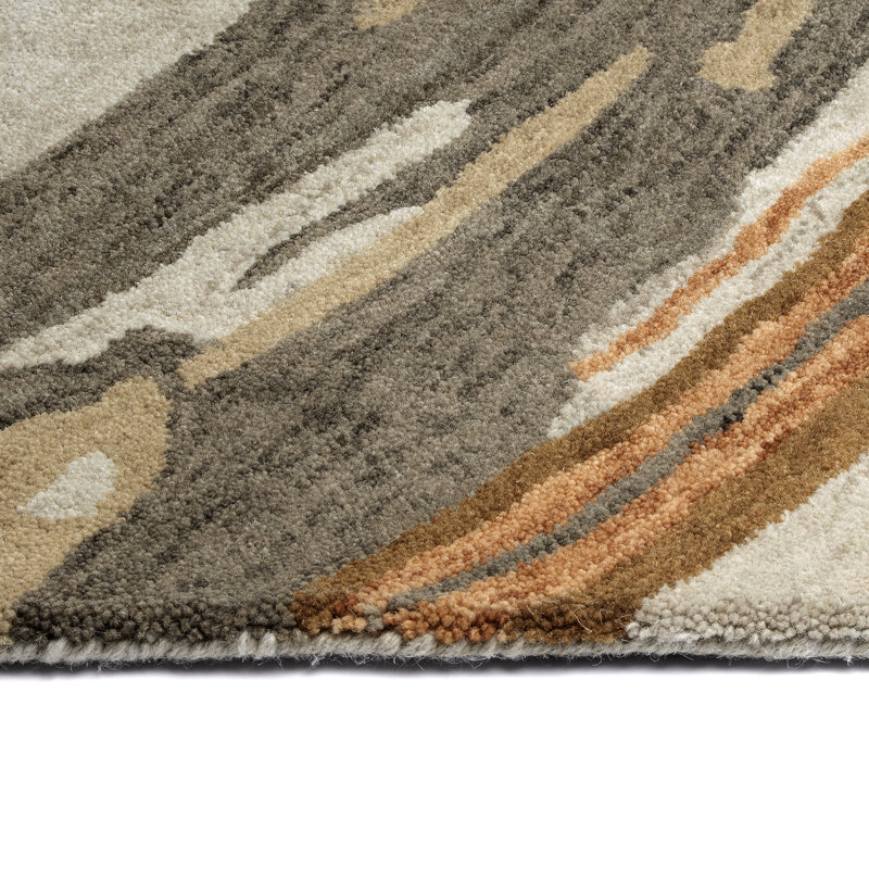 Hand-tufted Gray Wool Abstract Rectangular Rug 5' x 7'