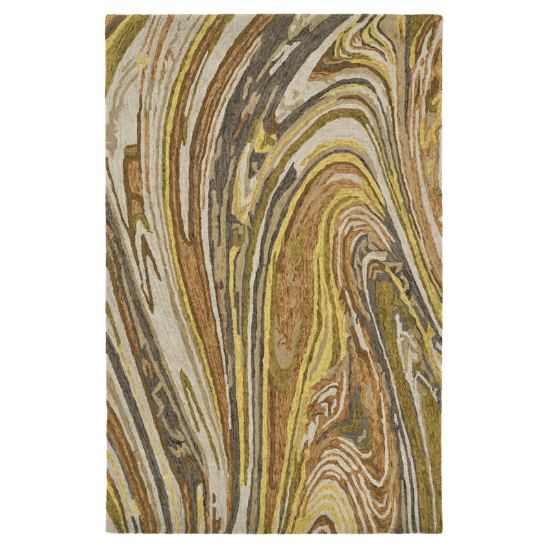 Hand-tufted Gray Wool Abstract Rectangular Rug 5' x 7'