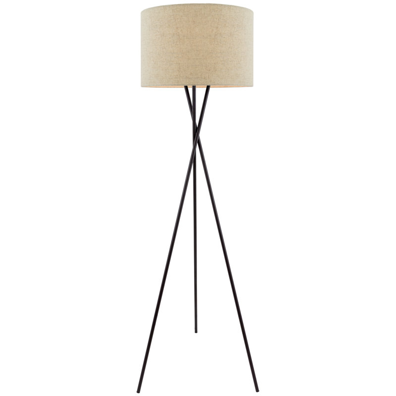 Sadie 60'' Oil-Rubbed Bronze Tripod Floor Lamp with Honey Beige Shade