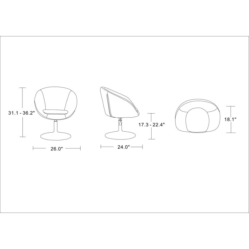 Hopper Contemporary White Faux Leather Swivel Chair with Chrome Base