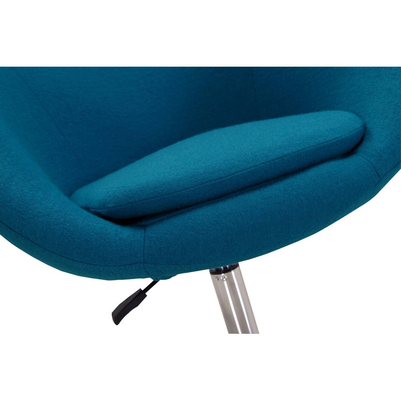 Blue Wool Blend Swivel Barrel Chair with Polished Chrome Base