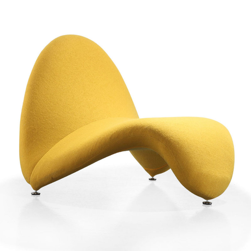 Sculptural Geometric Yellow Metal Accent Chair
