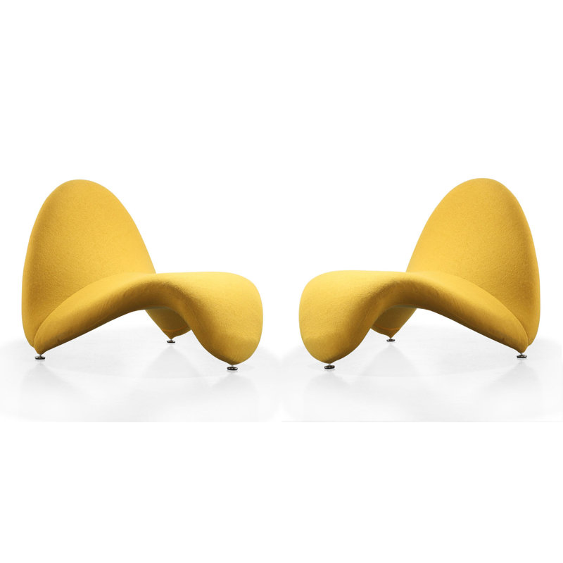 Sculptural Geometric Yellow Metal Accent Chair