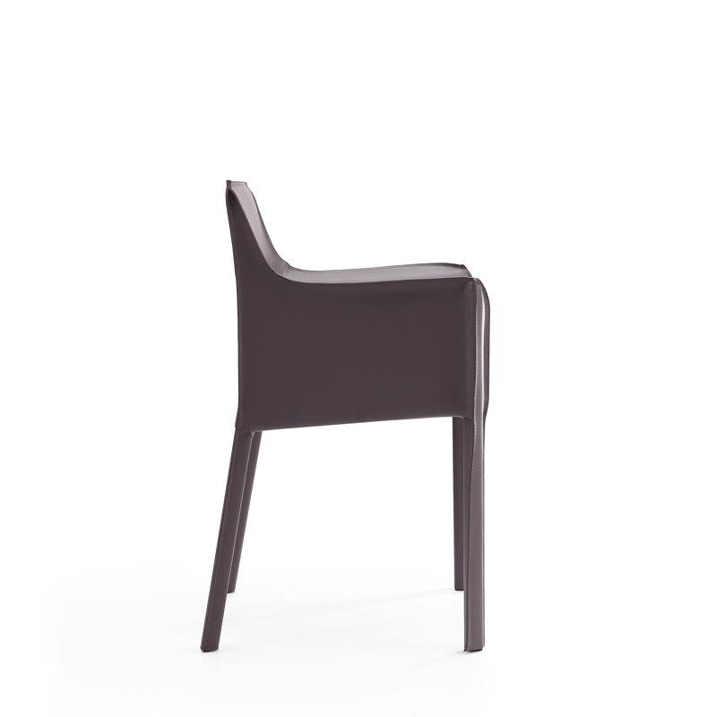 Sleek Gray Faux Leather Streamlined Metal Armchair