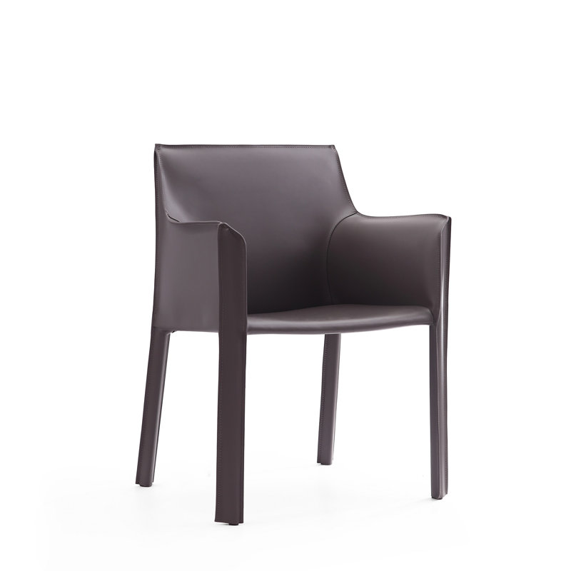 Sleek Gray Faux Leather Streamlined Metal Armchair