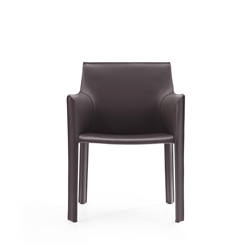 Sleek Gray Faux Leather Streamlined Metal Armchair