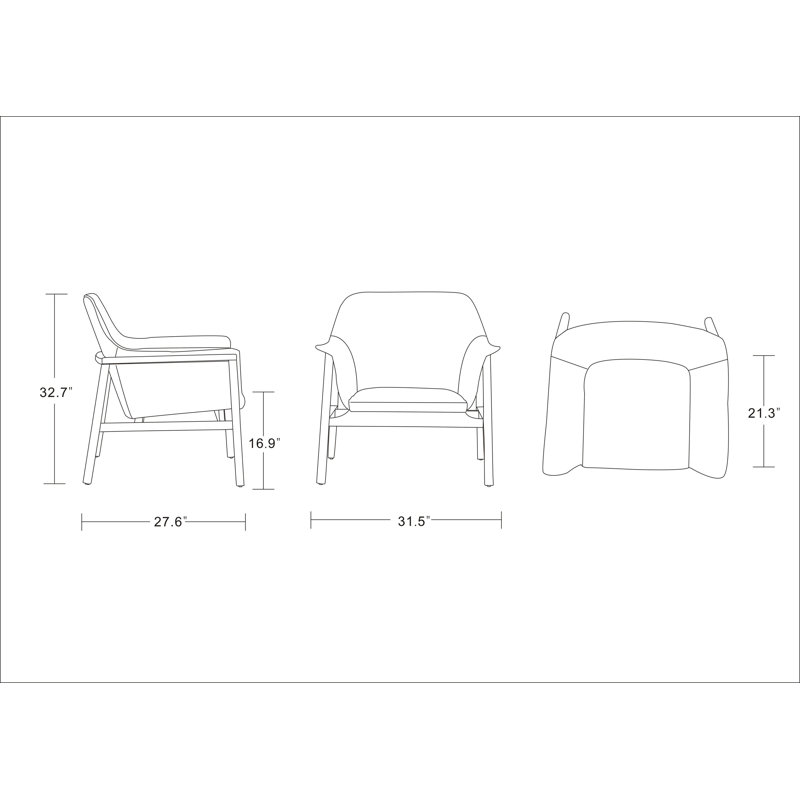 Mid-Century Cream Linen and Walnut Wood Accent Chair