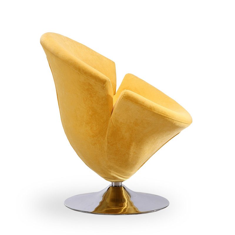 Blossom-Inspired Yellow Velvet Swivel Barrel Chair