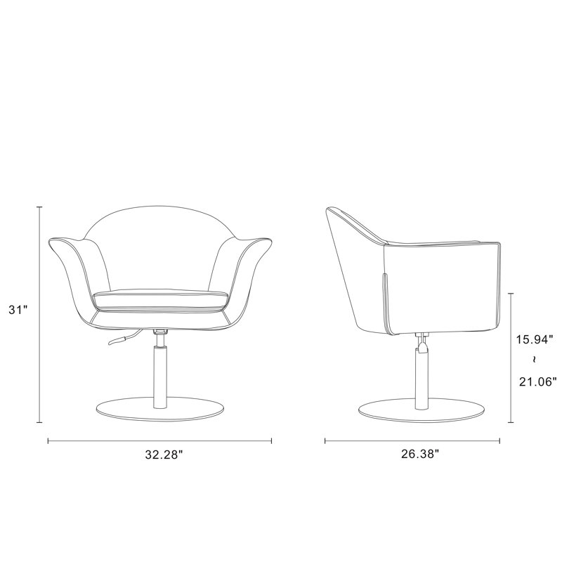Smokey Blue Polyester Swivel Accent Chair with Brushed Metal Base