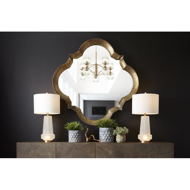 Mila Aged Brass 2-Light Table Lamp with White Shade