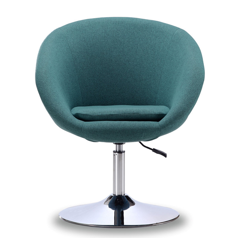 Sky Blue Faux Leather Swivel Accent Chair with Metal Base