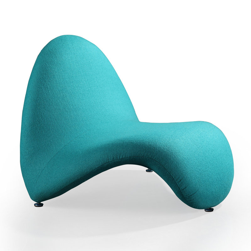 Teal Wool Sculptural Geometric Accent Chair Set