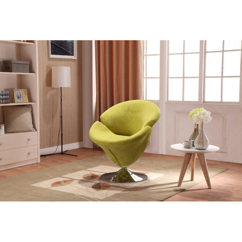 White Velvet Swivel Barrel Chair with Metal Base