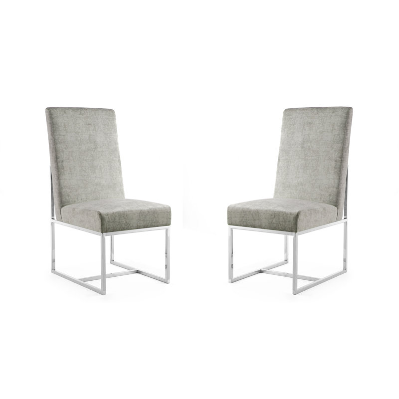 Element High-Back Steel Velvet Upholstered Dining Chair