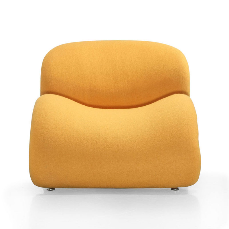 Geometric Yellow Metal Accent Chair with Wool Blend