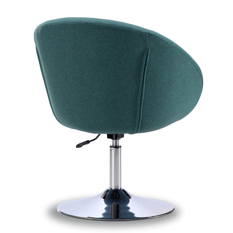 Sky Blue Faux Leather Swivel Accent Chair with Metal Base