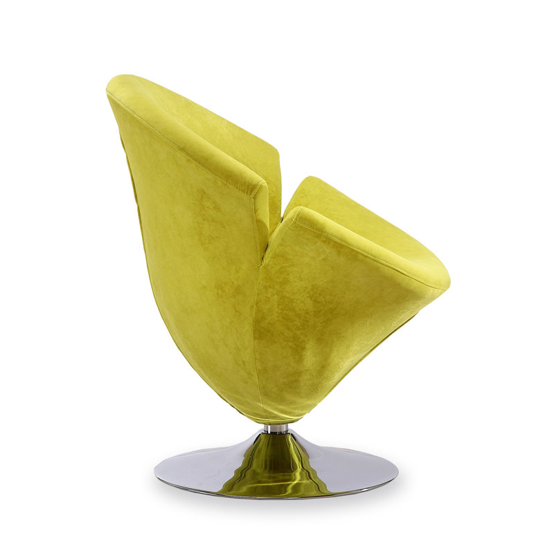 White Velvet Swivel Barrel Chair with Metal Base