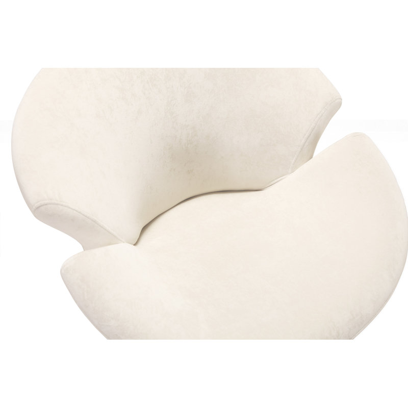 Blossom White Velvet Swivel Barrel Chair with Metal Base