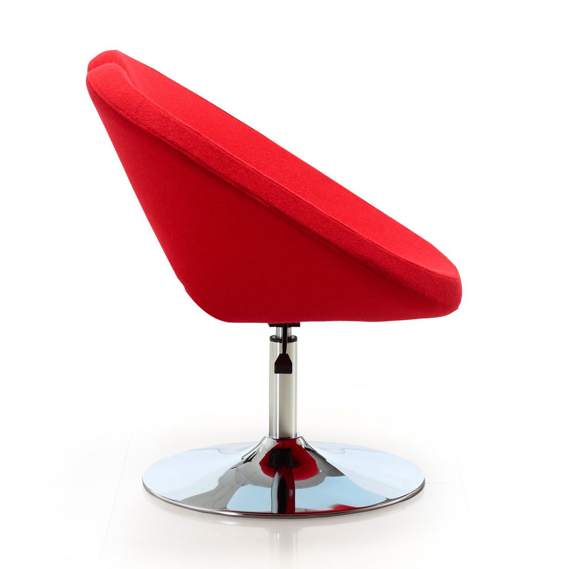Red Wool Blend Adjustable Swivel Chair with Chrome Base